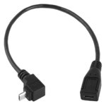 Short 90 Degree (Right Angle) Micro-USB (Female) Extension Cable (25cm)